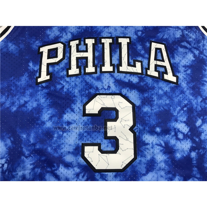 Camiseta Philadelphia 76ers Allen Iverson #3 Galaxy Azul
